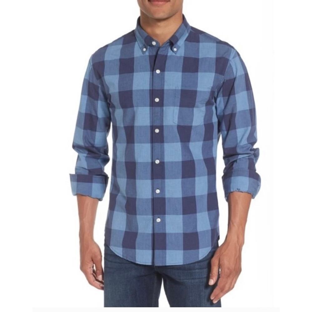 Bonobos Slim Fit dark Blue Plaid Button Down